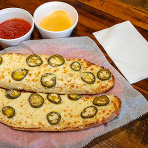 Popper Toast with dipping sauce.